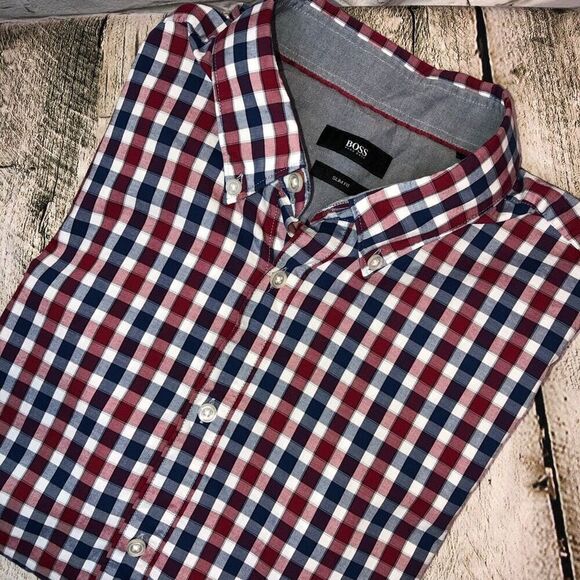 BOSS Black by Hugo Boss | Rod Slim Fit | Blue & Red Checkers | Men’s XL - Picture 1 of 6
